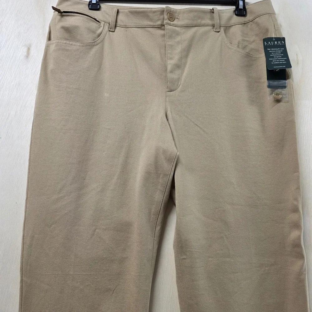 Lauren Ralph Lauren Slimming Fit Pants 16 Light Wheat Tan Straight Leg NWT
